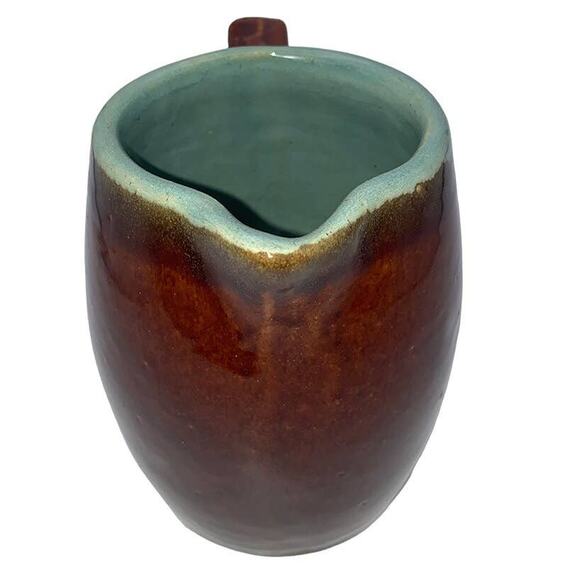 John B. Taylor COUNTRY FARE 5" Mug/Pitcher Glazed Brown and Green with Handle - Picture 3 of 5